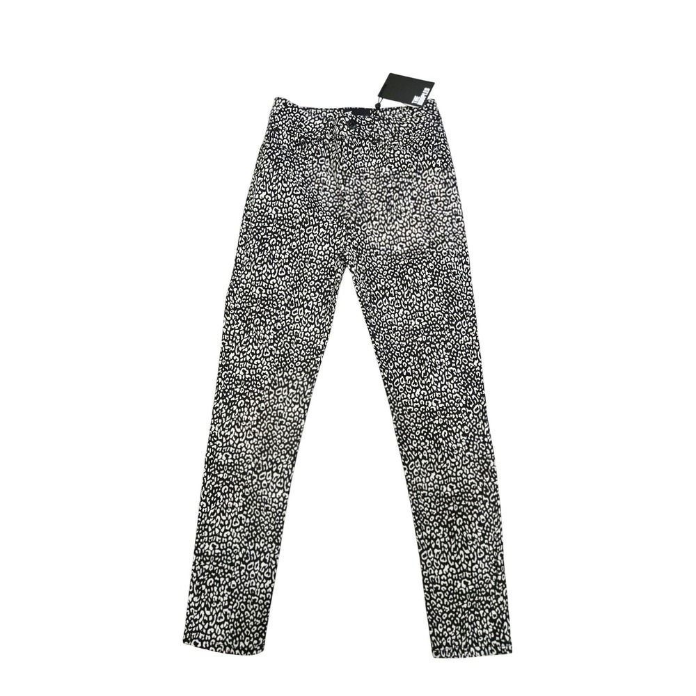 The Kooples Womens Leopard Print Skinny Jeans Black White FJEA25012J Size 26 NWT